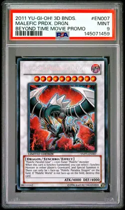 2011 YU-GI-OH! 3D BONDS BEYOND TIME MOVIE PROMO MALEFIC PARADOX DRAGON PSA 9 - Image 1