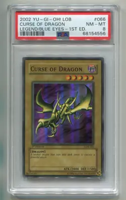 2002 YU-GI-OH BEWD CURSE OF DRAGON LOB-066 1ST EDITION SUPER RARE HOLO PSA 8 P1 - Image 1