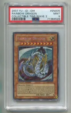 2007 YU-GI-OH TIN WAVE 2 PROMO RAINBOW DRAGON CT04-EN005 SECRET HOLO PSA 9 B P1 - Image 1