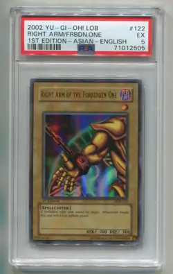 2002 YU-GI-OH BEWD EXODIA RIGHT ARM OF FORBIDDEN ONE LOB-122 1ST ASIAN PSA 5 P1 - Image 1
