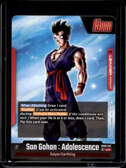 2025 Dragon Ball S Fusion World Son Gohan Adolescence Saiyans Pride #FB08-001 - Image 2