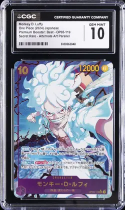 2024 ONE PIECE JAPANESE PREMIUM BOOSTER ALT ART #OP05-119 MONKEY D. LUFFY CGC 10 - Image 1