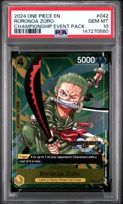 2024 ONE PIECE CHAMPIONSHIP 2024 EVENT PACK #042 RORONOA ZORO PSA 10 - Image 1