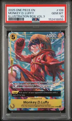 2025 ONE PIECE PROMOS ILLUSTRATION BOX VOL.3 #109 MONKEY D. LUFFY PSA 10 - Image 1