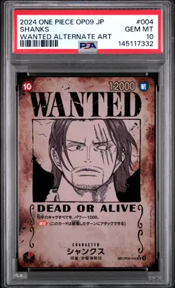 2024 ONE PIECE JPN EMPERORS IN THE NEW WORLD WANTED ALT ART SHANKS PSA 10 - Image 1