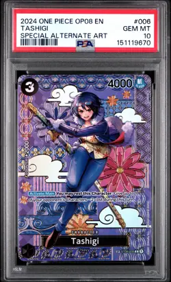 2024 ONE PIECE OP08-TWO LEGENDS SPECIAL ALTERNATE ART #006 TASHIGI PSA 10 - Image 1