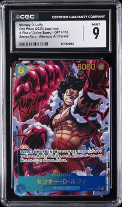 2025 ONE PIECE JAPANESE A FIST OF DIVINE SPEED SR ALT ART MONKEY D. LUFFY CGC 9 - Image 1