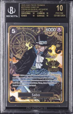 2025 ONE PIECE PREMIUM BANDAI 2ND ANNIVERSARY SET SR SABO BGS 10 BLACK LABEL - Image 1