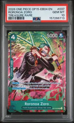 2026 ONE PIECE ADVENTURE ON KAMI'S ISLAND TREASURE RARE RORONOA ZORO PSA 10 - Image 1