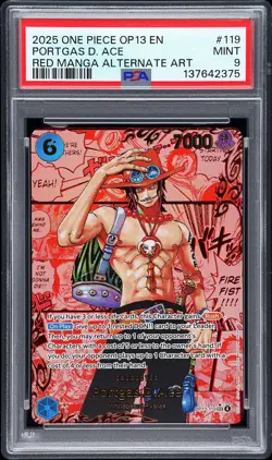 2025 ONE PIECE OP13-CARRYING ON HIS WILL MANGA ALT ART #119 PORTGAS D. ACE PSA 9 - Image 1