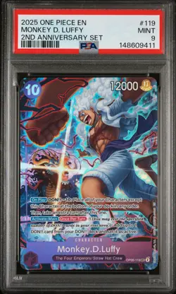 2025 ONE PIECE ENGLISH VERSION 2ND ANNIVERSARY SET #119 MONKEY D. LUFFY PSA 9 - Image 1