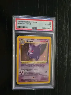 1999 Pokemon Fossil #5 Gengar Holo Card PSA 6 EX-MT - Image 1