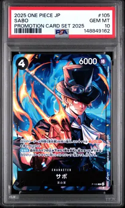 2025 ONE PIECE JAPANESE PROMOTION CARD SET 2025 #105 SABO PSA 10 - Image 1
