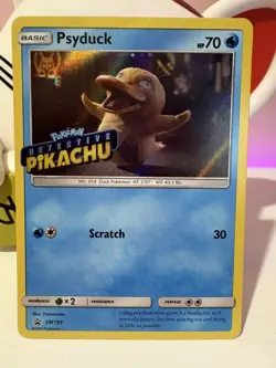 Psyduck SM199 - 2019 Detective Pikachu Stamped Promo Holo Pokemon Card MP - Image 1