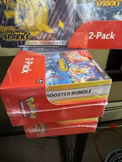 4 x Pokemon TCG Surging Sparks ETB + Booster Bundle Costco 2-Pack Sealed - Image 1