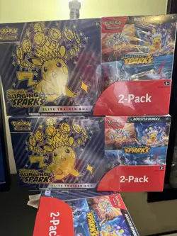 4 x Pokemon TCG Surging Sparks ETB + Booster Bundle Costco 2-Pack Sealed - Image 2