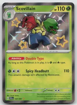 Scovillain 107/091 Shiny Rare Paldean Fates Pokemon Holo NM - Image 1