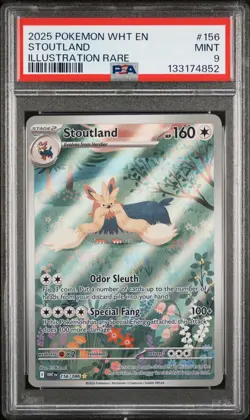 2025 POKEMON WHT EN-WHITE FLARE ILLUSTRATION RARE #156 STOUTLAND PSA 9 - Image 1