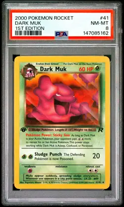 2000 POKEMON ROCKET 1ST EDITION #41 DARK MUK PSA 8 - Image 1