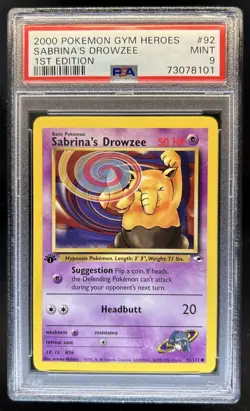 2000 Pokemon Gym Heroes 1st Edition Sabrina's Drowzee #92/132 PSA 9 - Image 1
