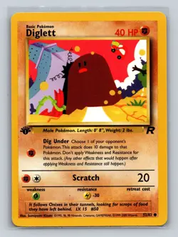 Diglett 1st Edition Team Rocket Pokemon Card 52/82 Common TCG 2000 WOTC - Image 1