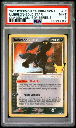 2021 POKEMON CELEBRATIONS CLASSIC COLLECTION #17 UMBREON-GOLD STAR PSA 9 - Image 1