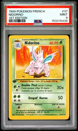 1999 POKEMON FRENCH 1ST EDITION #37 NIDORINO PSA 9 - Image 1
