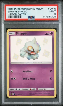 2019 POKEMON SUN & MOON HIDDEN FATES #SV16 SHUPPET-HOLO PSA 9 - Image 1