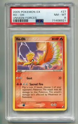2005 POKEMON EX UNSEEN FORCES HO-OH #27/115 RARE NON-HOLO PSA 8 P1 - Image 1