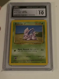 Pokemon Nidoran M Base Set 55/102 CGC Gem Mint 10 Common 1999 Ken Sugimori - Image 1