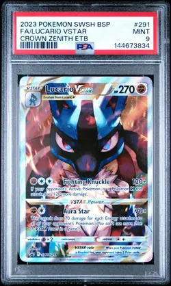 2023 Pokemon SWSH Black Star Promo Full Art Lucario VSTAR Crown Zenith 291 PSA 9 - Image 1