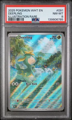 2025 POKEMON WHT EN-WHITE FLARE ILLUSTRATION RARE #091 DEERLING PSA 8 - Image 1