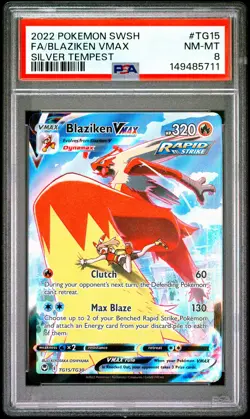 2022 POKEMON SWORD & SHIELD SILVER TEMPEST #TG15 FULL ART/BLAZIKEN VMAX PSA 8 - Image 1