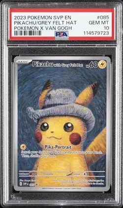 2023 POKEMON SVP EN-SV BLACK STAR PROMO #085 PIKACHU WITH GREY FELT HAT PSA 10 - Image 1