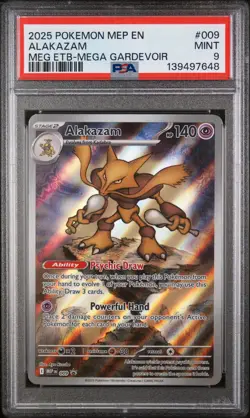2025 POKEMON MEP EN-ME BLACK STAR PROMO #009 ALAKAZAM PSA 9 - Image 1