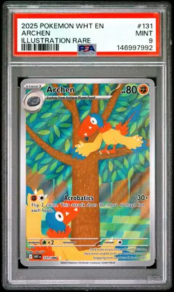 2025 POKEMON WHT EN-WHITE FLARE ILLUSTRATION RARE #131 ARCHEN PSA 9 - Image 1