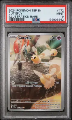 2024 POKEMON TEF EN-TEMPORAL FORCES ILLUSTRATION RARE #172 CUTIEFLY PSA 9 - Image 1