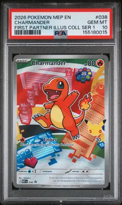 2026 POKEMON FIRST PARTNER ILLUSTRATION COLLECTION #038 CHARMANDER PSA 10 - Image 1