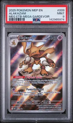 2025 POKEMON MEP EN-ME BLACK STAR PROMO #009 ALAKAZAM PSA 9 - Image 1