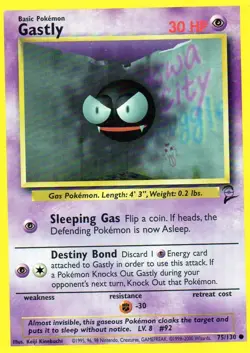 Pokemon Gastly Card 75/130 Base Set - Image 1