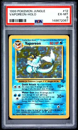 1999 POKEMON JUNGLE #12 VAPOREON-HOLO PSA 6 - Image 1