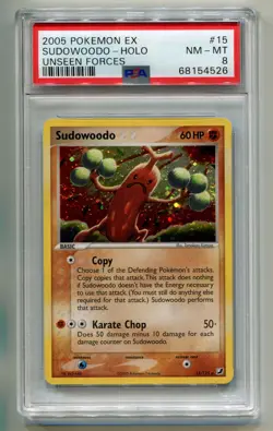 2005 POKEMON EX UNSEEN FORCES SUDOWOODO #15/115 RARE HOLO FOIL PSA 8 P1 - Image 1