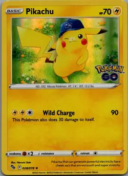 Pikachu (28) Holo Rare Pokemon GO 028/078 NM - Image 1