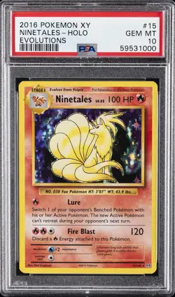 2016 POKEMON XY EVOLUTIONS #15 NINETALES-HOLO PSA 10 - Image 1