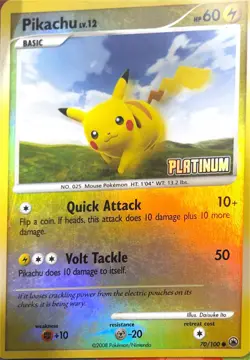 Pokemon TCG Pikachu - [Platinum] 070/100 Burger King Reverse Holo - Image 1