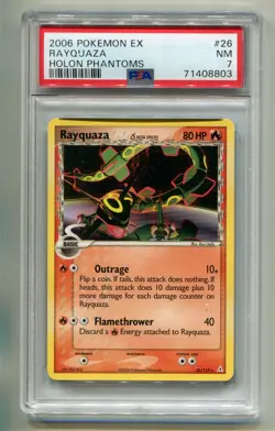 2006 POKEMON EX HOLON PHANTOMS RAYQUAZA #26/110 RARE NON-HOLO PSA 7 P1 - Image 1