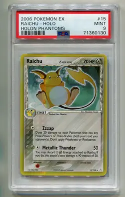 2006 POKEMON EX HOLON PHANTOMS RAICHU #15/110 RARE HOLO FOIL PSA 9 P1 - Image 1