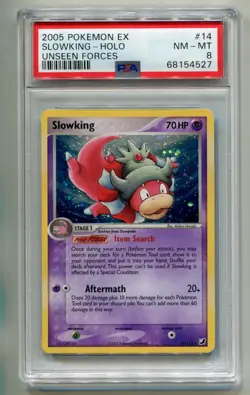 2005 POKEMON EX UNSEEN FORCES SLOWKING #14/115 RARE HOLO FOIL PSA 8 P1 - Image 1