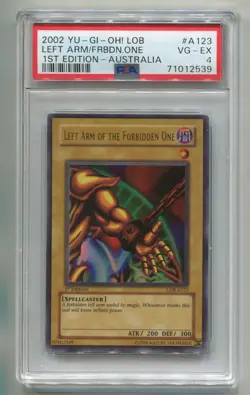 2002 YU-GI-OH EXODIA LEFT ARM OF FORBIDDEN ONE LOB-A123 AUSTRALIA 1ST PSA 4 P1 - Image 1