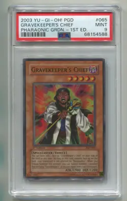 2003 YU-GI-OH PHARAONIC GUARDIAN GRAVEKEEPER'S CHIEF PGD-065 1ST HOLO PSA 9 P1 - Image 1
